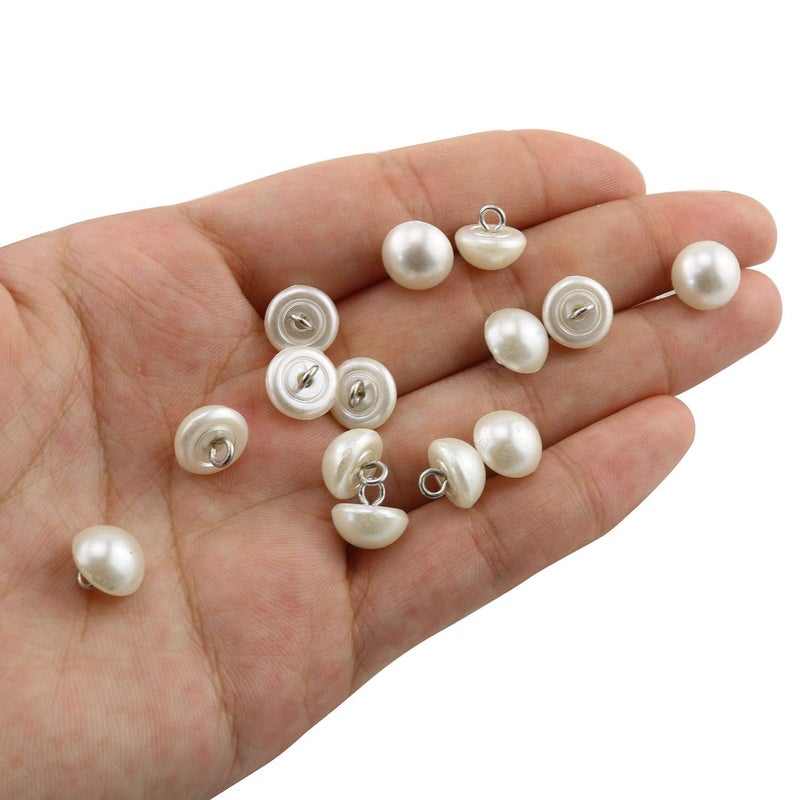 Tegg Half Domed Button 50PCS 10mm Cream-Coloured Half Ball Pearl Buttons with Metal Shank for Clothes, Craft, Sewing - Image 5